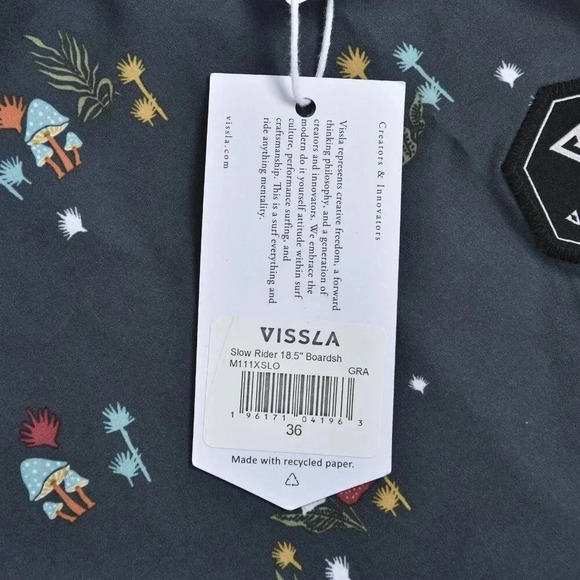 NWT Vissla Slow Rider 18.5" Boardshorts Grey Swim Trunks Bathing Suit Size 36 - Picture 13 of 13